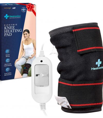 HEATRONICS® Heating Pad for Knee Pain, Arthritis Pain and Joint Pain Relief (3 Colours) | Analog | 3 Heat Settings | Universal Fit | Gift for Women Men Mom Dad (Black) | 1 year Warranty | Online demostration & Installation | Made in India.