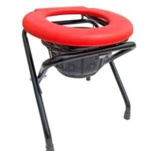 Karma Ryder COMD-220 100kg Mild Steel Red Commode Folding Chair, 153-00033