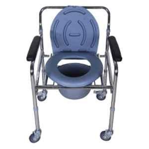 Karma R2 Rainbow 5 100kg Mild Steel Chrome Finish Foldable Commode Chair