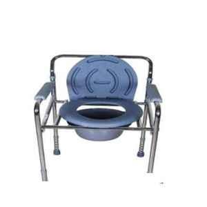 Karma Rainbow 2C Silvery Power Coated Commode Chair with Backrest & Armrest