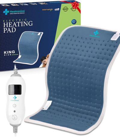 HEATRONICS® Heating Pad for Back Pain & Period Cramps | XL Size | Digital | 2Hr Auto Cutoff | Electric Heating Pad for Back, Neck, Leg & Shoulder Pain Relief (Steel Blue) | 1 Year Warranty | Online Demostration & Installation | Made In India.