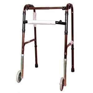 Karma WK-51 Aluminium Brown & Black Adjustable Walker with Wheel, 158-00003