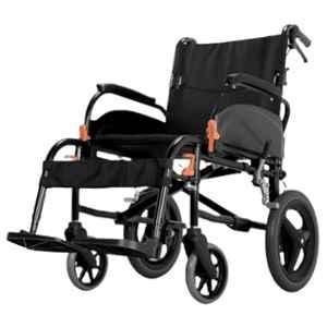 Karma Agile F14 125kg Aluminium Black & Grey Foldable Wheelchair with Dual Breaks & Flip-Up Armrests